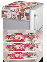 Kuber Industries PVC 3 Pieces Fridge Mats And 1 Piece Fridge Top Cover (Red & White)-CTKTC32756